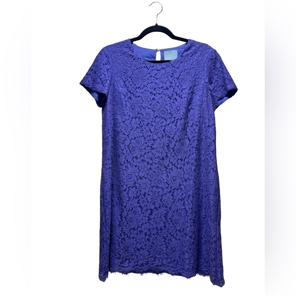 CeCe Lace Lined Purple Short Sleeve Dress Size 8